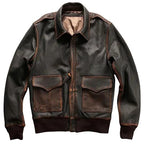 Men’s Brown A2 Aviator Bomber Jacket – Genuine Military-Style Leather