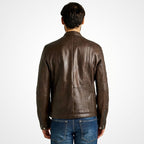 Men's Brown Slim Fit Leather Jacket – Classic Biker Style