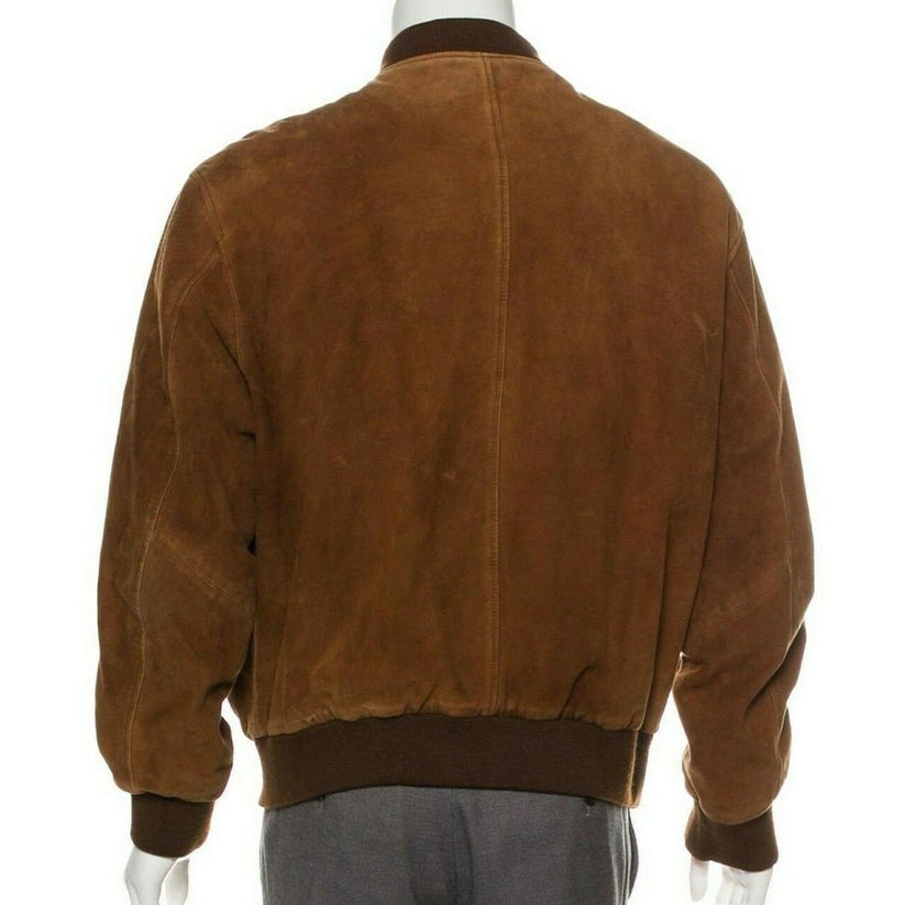 Herren Bomberjacke aus braunem Wildleder – Klassisch & Stilvoll