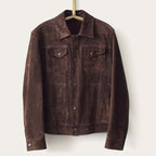 Custom Brown Suede Leather Trucker Jacket for Men