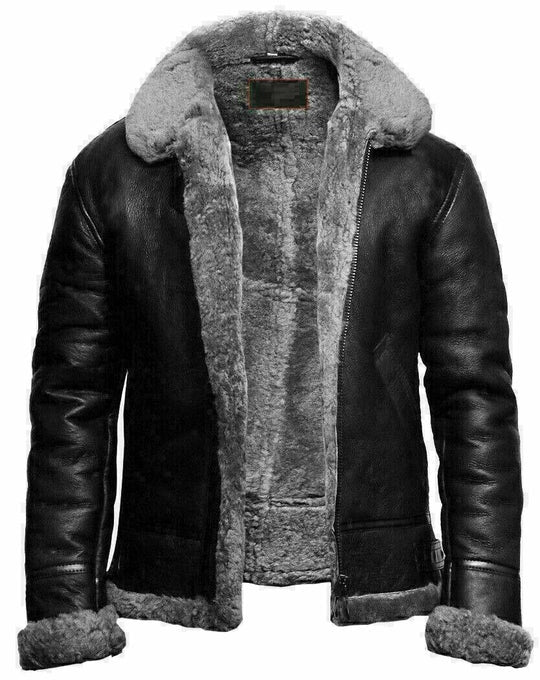 Men’s Classic B3 RAF Aviator Shearling Leather Bomber Jacket