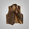Men’s Classic Brown Sheepskin Cowboy Leather Vest