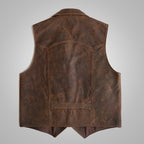 Men’s Classic Brown Sheepskin Cowboy Leather Vest