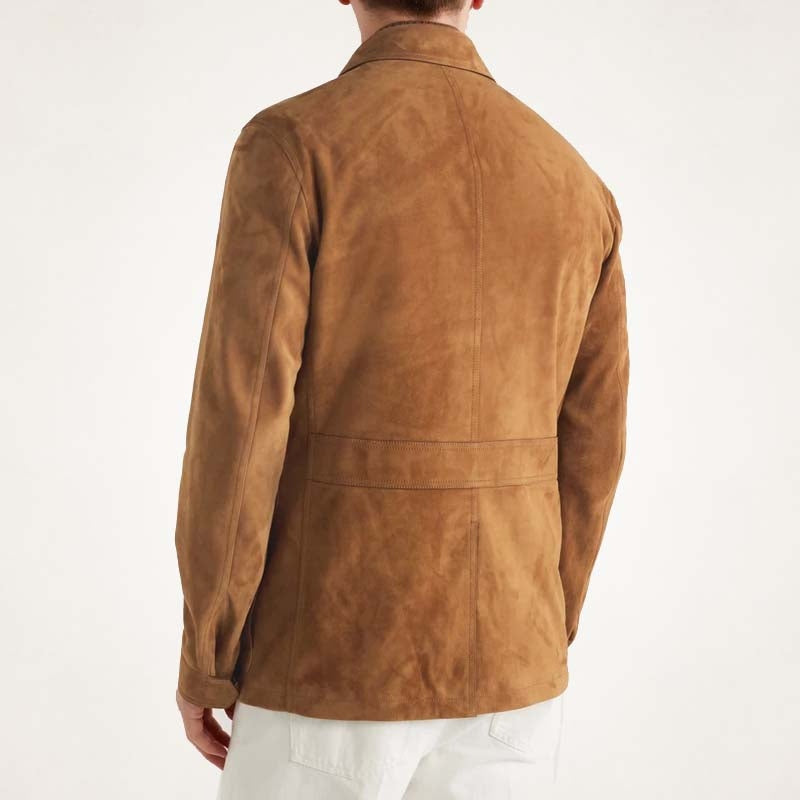 Men’s Custom Brown Suede Leather Field Jacket