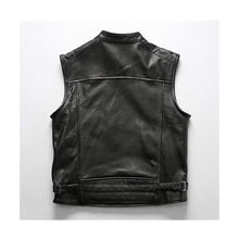 Load image into Gallery viewer, Men&#39;s Iconic Biker Black Leather Vest Leather Outlet
