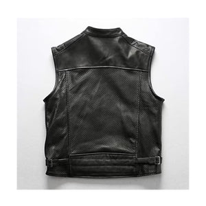 Men's Iconic Biker Black Leather Vest Leather Outlet