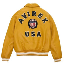Load image into Gallery viewer, Men&#39;s New Avirex Yellow Bomber Leather Jacket
