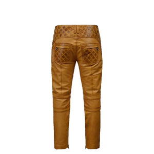 Men's New Style Burnt Brown Leather Pant Leather Outlet