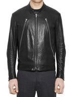 Men’s Retro Black Leather Moto Jacket – Classic Motorcycle Style