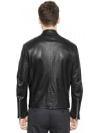 Men’s Retro Black Leather Moto Jacket – Classic Motorcycle Style