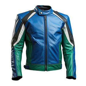 Men’s Royal Blue Green Genuine leather Jacket