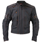 Herren Street Matt Schwarz Panzer Motorrad Lederjacke