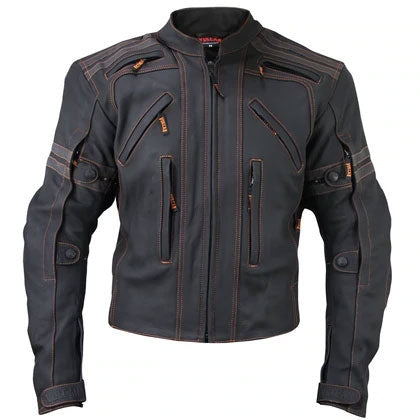 Herren Street Matt Schwarz Panzer Motorrad Lederjacke