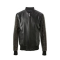Men's Studded Bomber Zippered Leather Jacket Leather Outlet