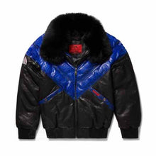 Load image into Gallery viewer, Men&#39;s V-Bomber Blue Python Skin Leather Jacket Leather Outlet
