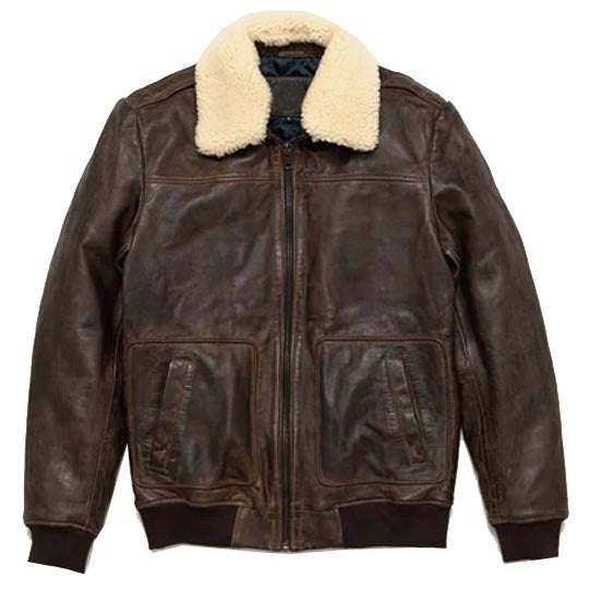 Herren Vintage A2 Bomberjacke aus braunem Lammfell-Leder