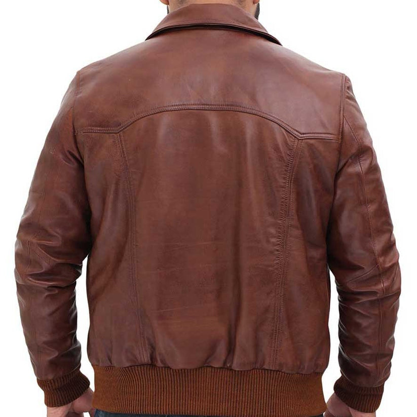 Herren Vintage braune Lederbomberjacke – Klassischer Fliegerstil