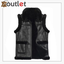 Load image into Gallery viewer, Mens Black Genuine Shearling Lined Vest
