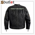 Herren Biker Lederjacke Schwarz