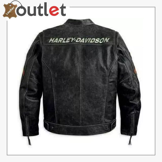 Herren Biker Lederjacke Schwarz
