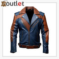 Herren Blaue und Braune Maßgefertigte Lederjacke