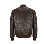 Mens Bomber Leather Jacket Brown Quilted Street Inspired Leather Outlet