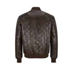 Load image into Gallery viewer, Mens Bomber Leather Jacket Brown Quilted Street Inspired Leather Outlet
