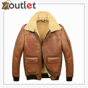 Mens Brown Leather Aviator Jacket