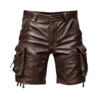 Herren braune Leder-Shorts