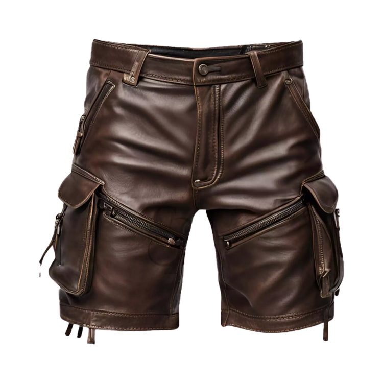 Mens Brown Leather Shorts