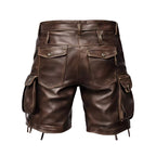 Herren braune Leder-Shorts
