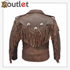 Mens Moto Brown Leather Jacket