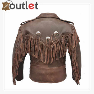 Mens Moto Brown Leather Jacket