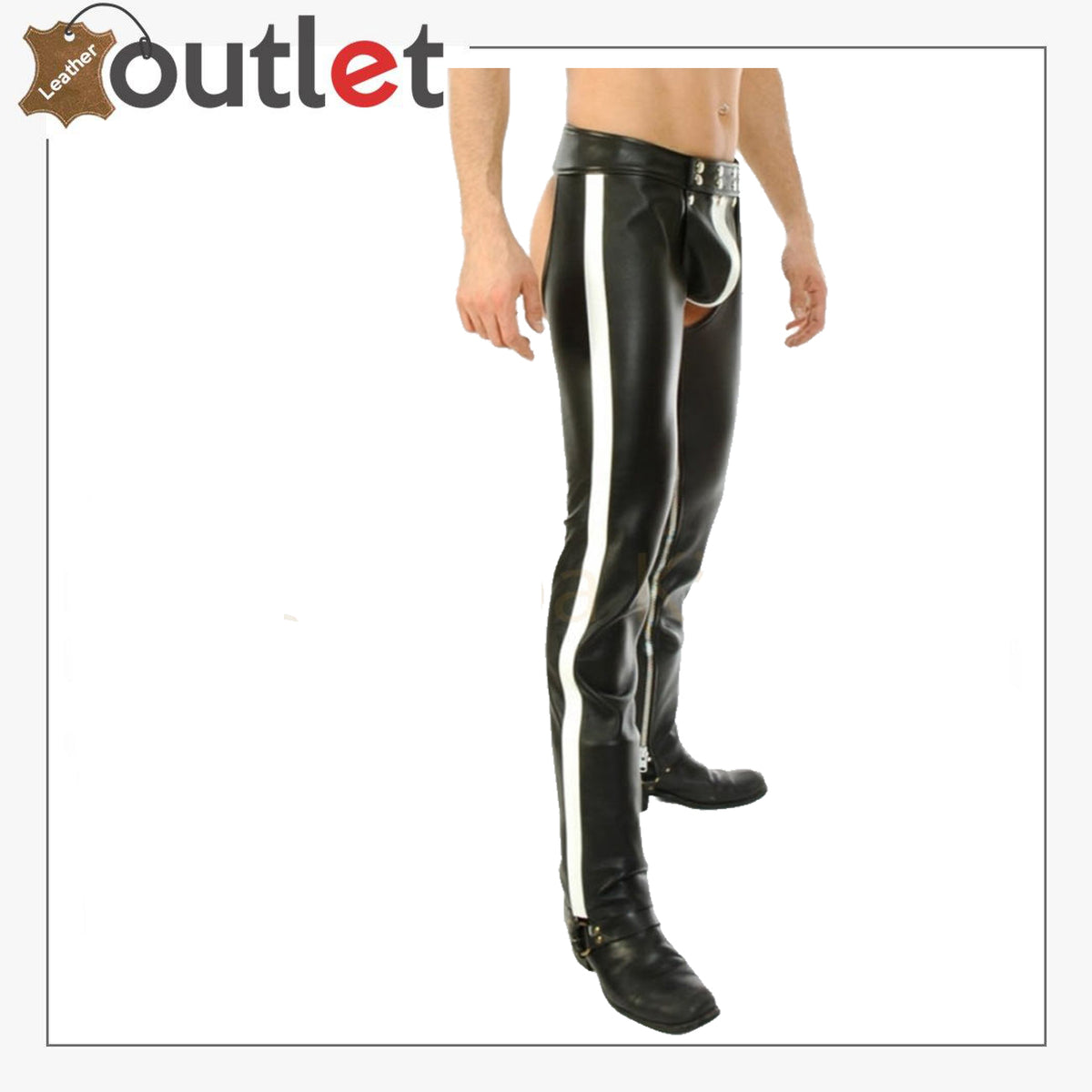 Mens real leather chaps in 100 percent cowhide with side zips