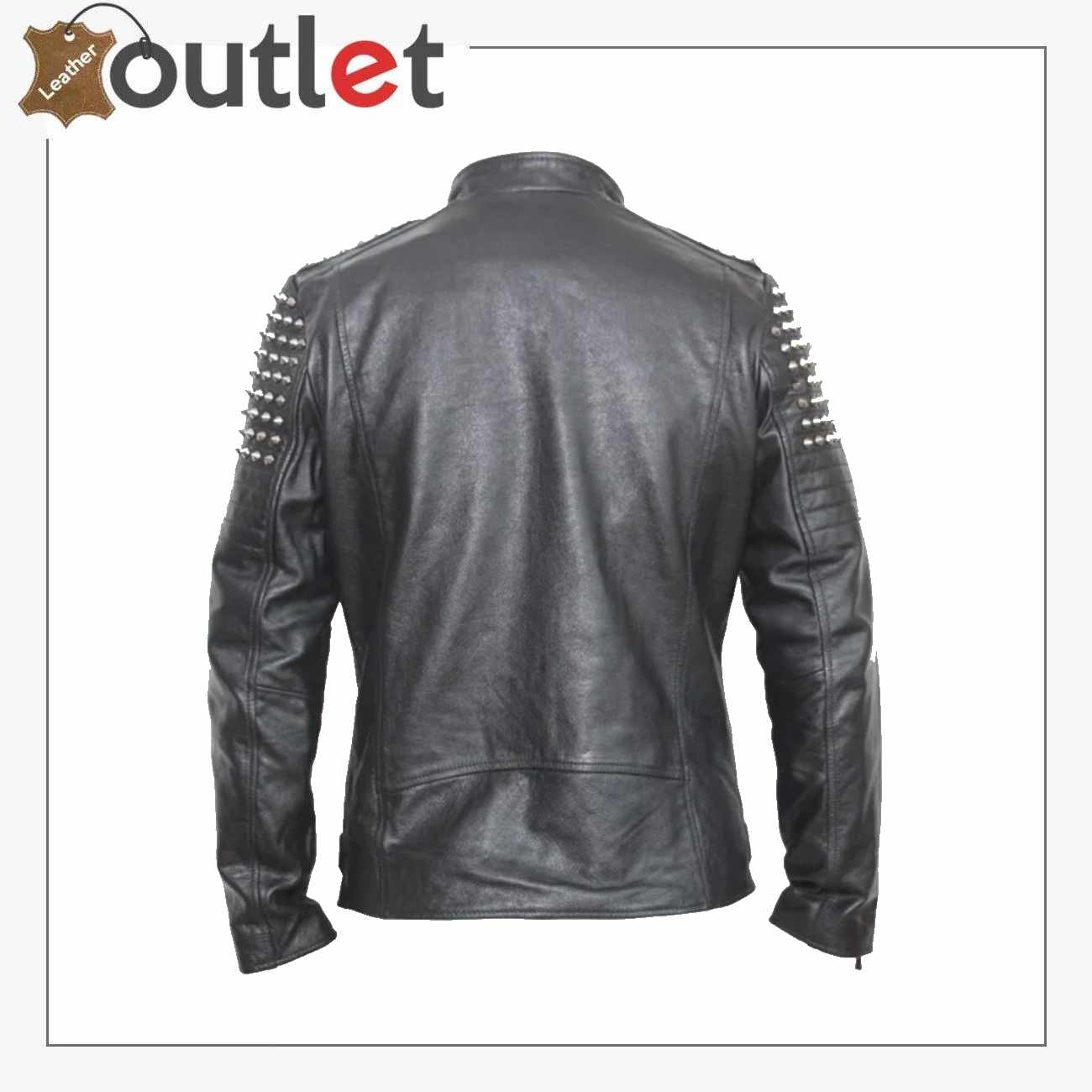 Herren Nieten Biker Lederjacke