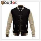 Mens Varsity Black And White Leather Jacket