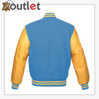 Mens Varsity Blue Genuine Leather Jacket
