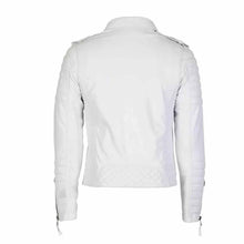 Load image into Gallery viewer, Mens White Best Leather Motorcycle Jacket Leather Outlet
