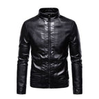 Herren Winddichte Stehkragen Outdoor Lederjacke