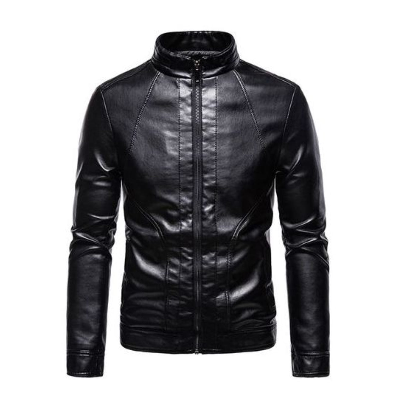 Herren Winddichte Stehkragen Outdoor Lederjacke
