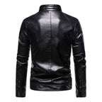 Herren Winddichte Stehkragen Outdoor Lederjacke