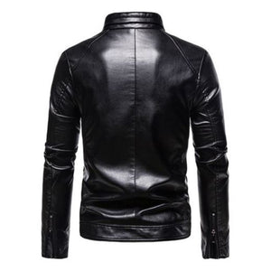 Mens Windproof Stand collar Outdoor Leather Jacket