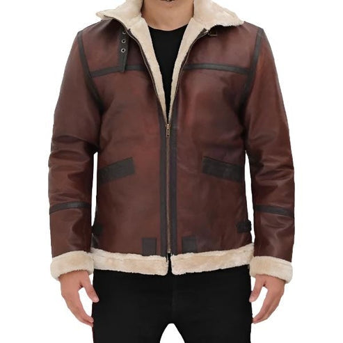 Men’s Classic Brown B3 Shearling Bomber Jacket
