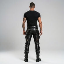 Load image into Gallery viewer, Men’s Gothic Black Sheepskin Leather Pants – Slim Fit Biker Trousers
