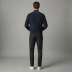 Men's Dark Blue Suede Bomber Jacket