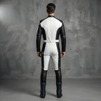 Men's Black & White Leather Jumpsuit