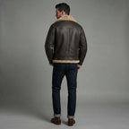 Men's FUR Aviator Flying Pilot Bomber Brown Jacket