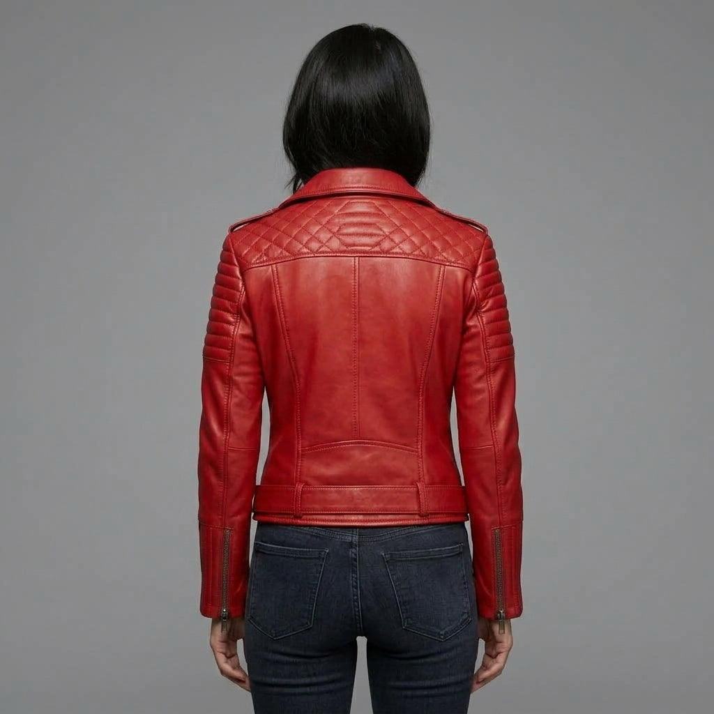Buy Women's Red Leather  Jacket