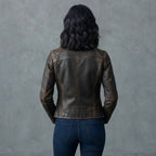 Women's  Dark Brown distressed Leather Jacket