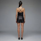 Women's  Faux Black Leather Shorts